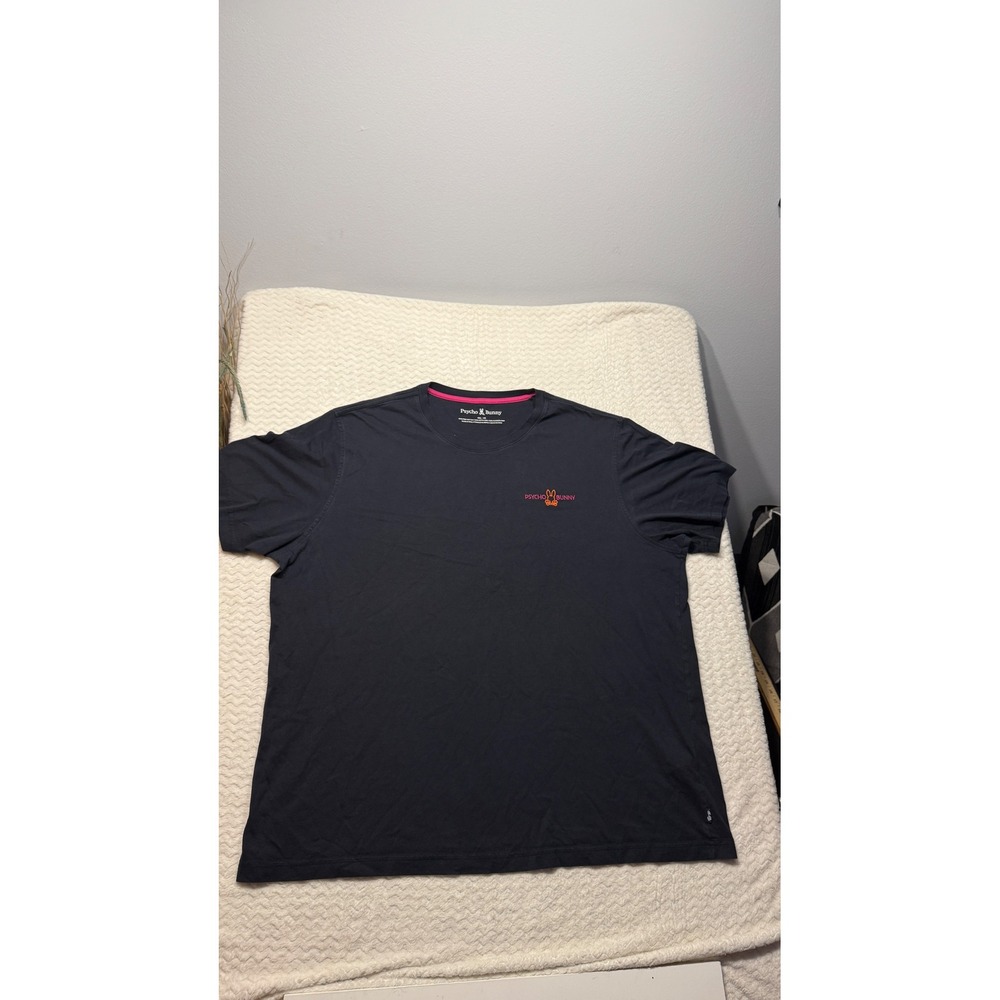 Psycho Bunny Mens 4XL Navy Pima Cotton Neon Embroidered Graphic T-Shirt 4742